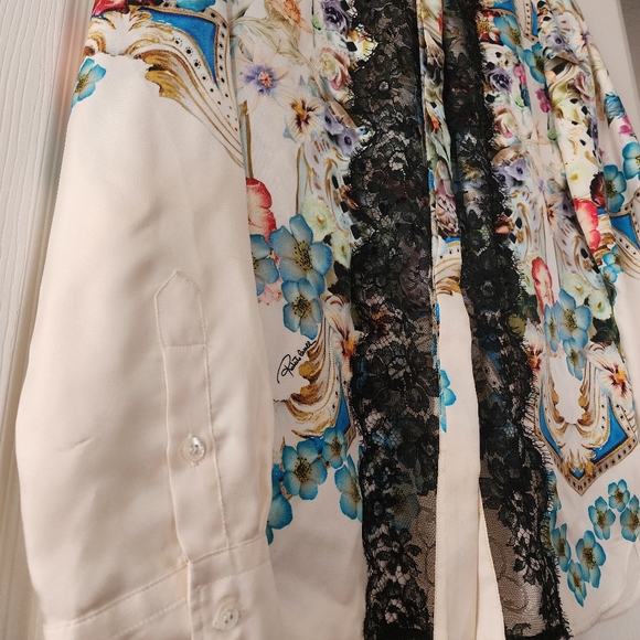 Roberto Cavalli Silk & Lace Button Up Collared Shirt Size 44 - Picture 5 of 10